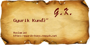 Gyurik Kunó névjegykártya
